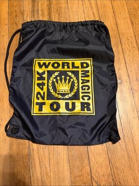 Bruno Mars World Magic Tour 24K Drawstring Gym Bag - Black & Yellow
